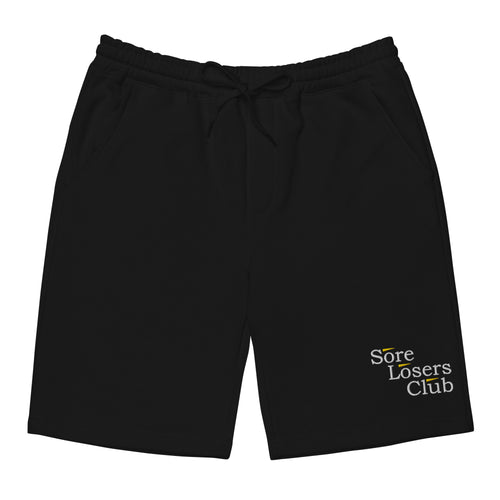 Team Myogi Athletic Shorts — Black fleece shorts, front view