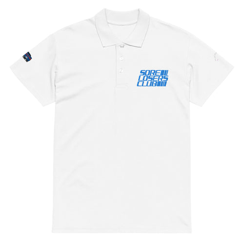 Sileighty Usui Pass Embroidered Polo — White piqué polo shirt, front view