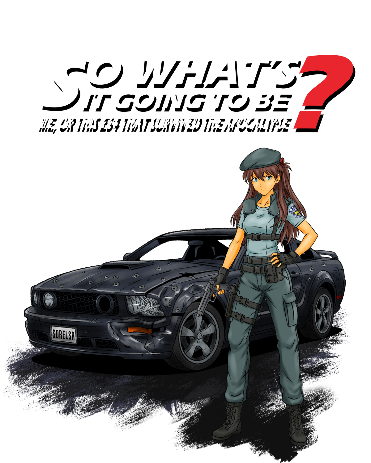 Mustang Waifu Survival Horror Tee