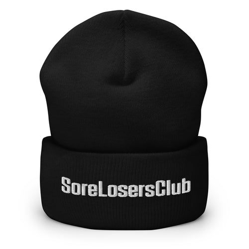 Team Iroha Cuffed Beanie — Black cuffed beanie, front view