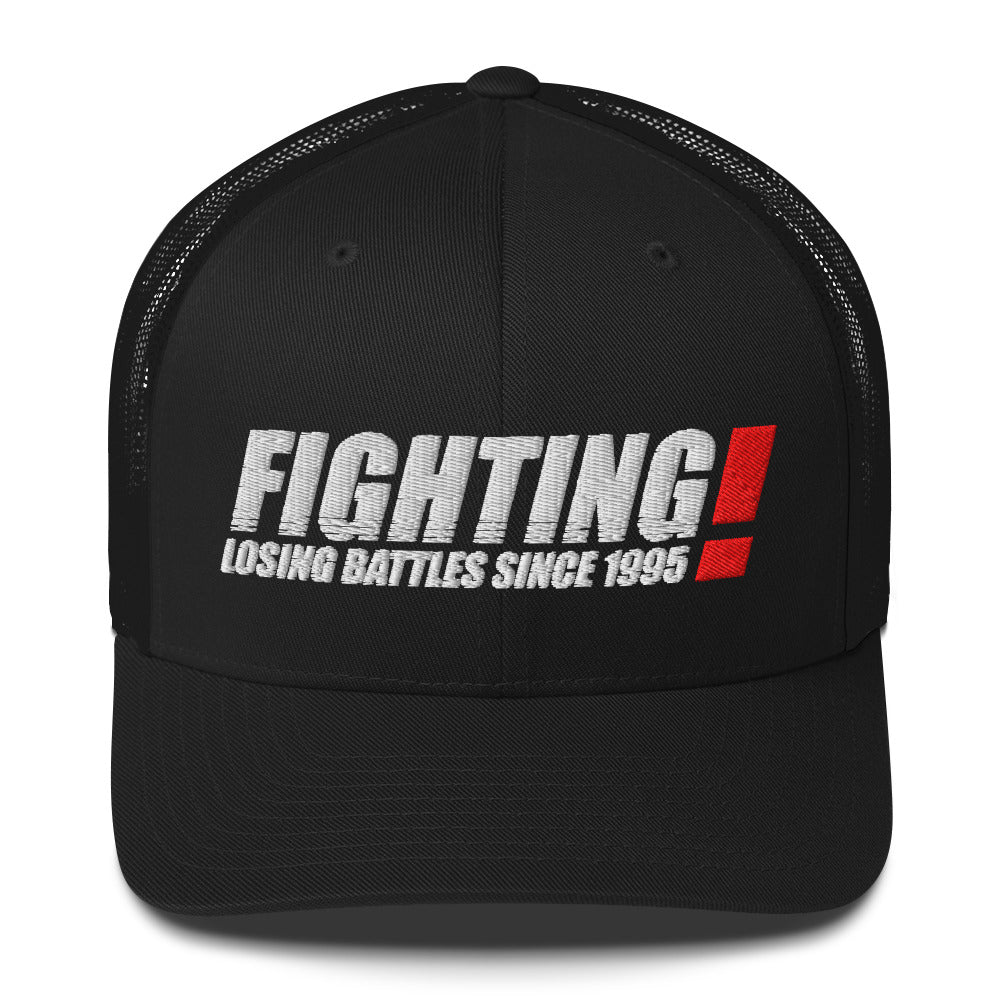Fighting Losing Battles Trucker hat — Sore Losers Club JDM anime apparel