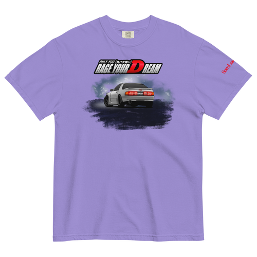 RX-7 FC Akagi Tee — Violet garment-dyed heavyweight t-shirt, front view