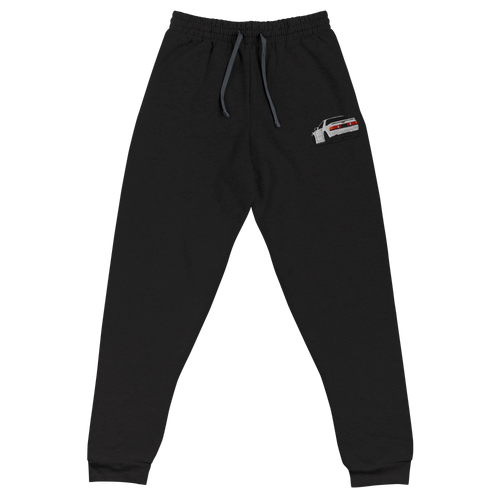 RX-7 FC Embroidered Joggers — Black joggers, front view