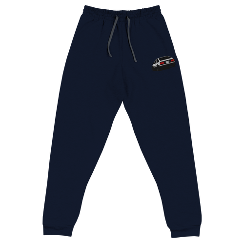 AE86 Trueno Embroidered Joggers — Navy joggers, front view