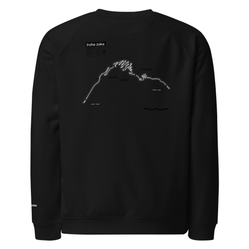 Team Iroha Crew-neck — Black raglan crew-neck sweatshirt, back view