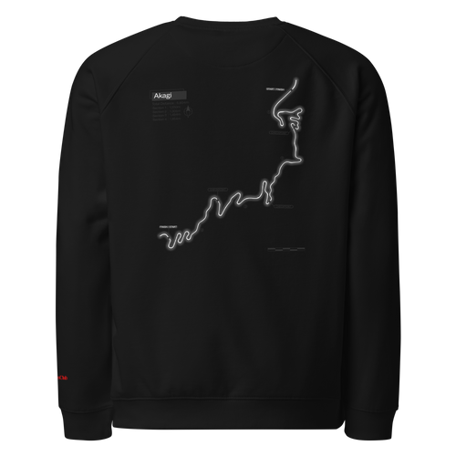 Team Akagi Crew-neck — Black raglan crew-neck sweatshirt, back view