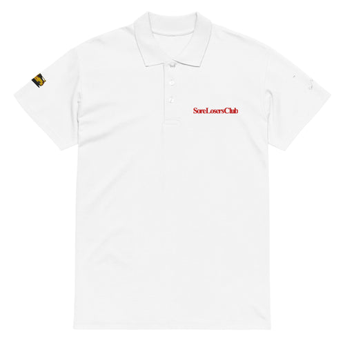 RX-7 FD Akagi Embroidered Polo — White piqué polo shirt, front view