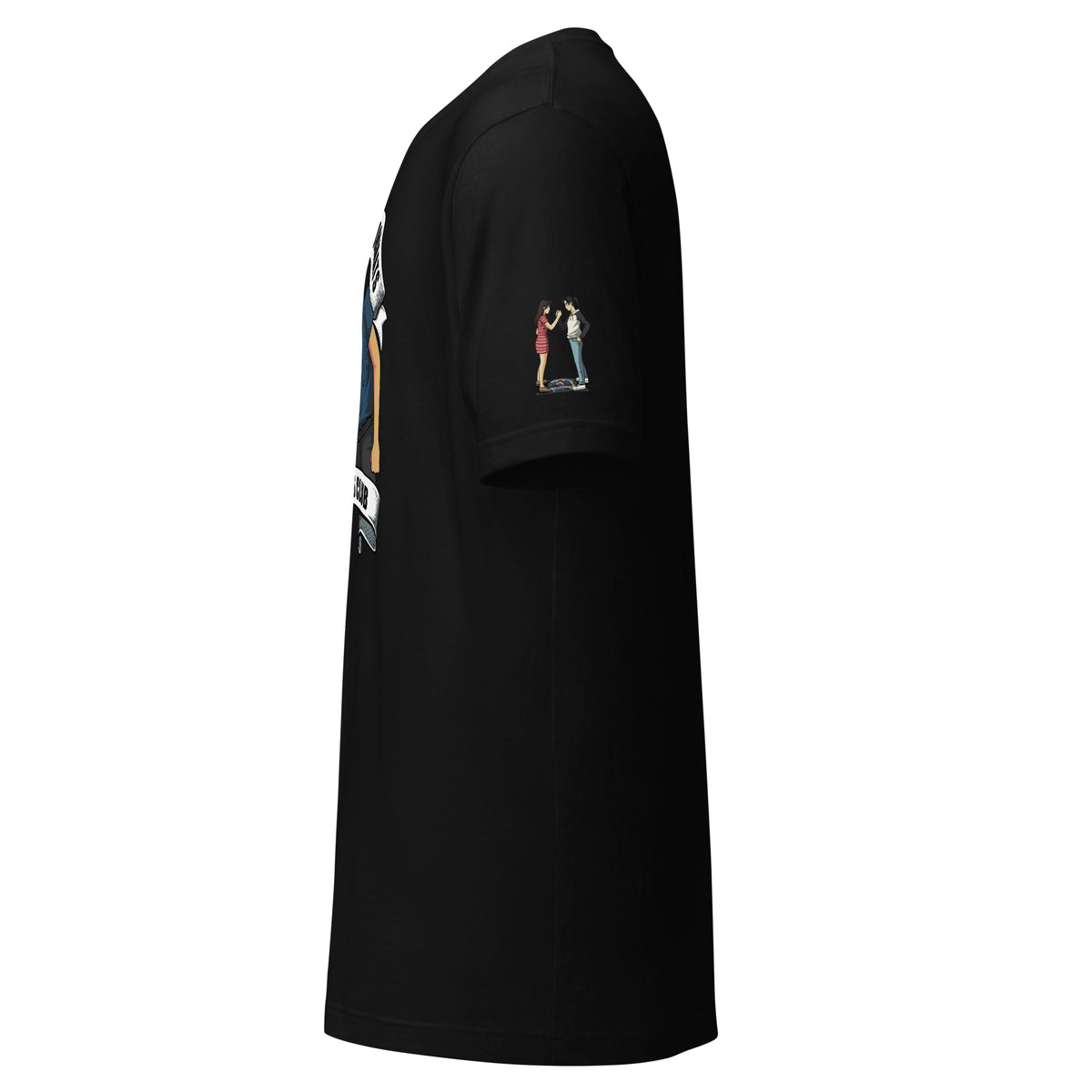 The Lonely Drivers Doormats Tee — Black t-shirt, left side view