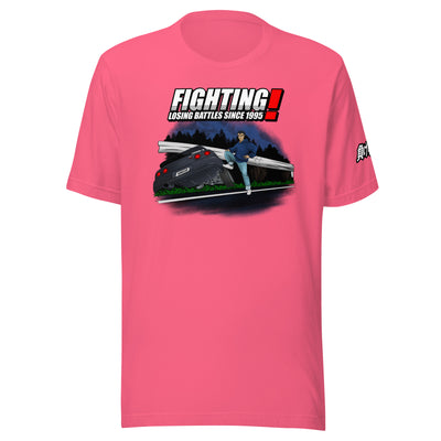 Fighting Losing Battles R32 Tee — Charity Pink t-shirt, front view