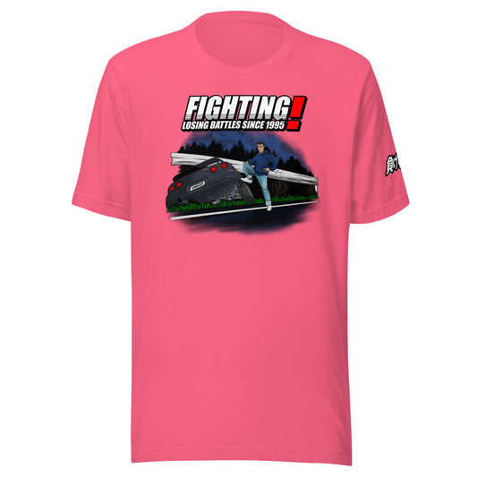 Fighting Losing Battles R32 Tee — Charity Pink t-shirt, front view